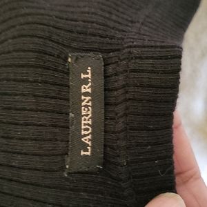 RALPH LAUREN black cable knit 3/4 in sleeves sweater